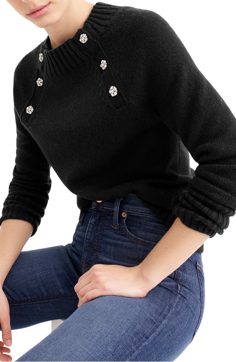 J.Crew Sweater with Jeweled Buttons, Main, color,