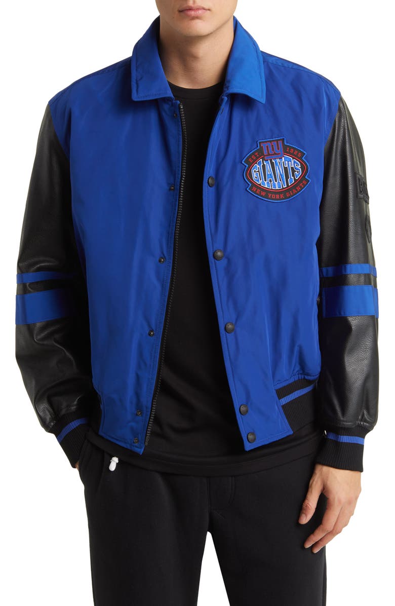 BOSS x NFL Cutback Water Repellent Bomber Jacket, Main, color, New York Giants Medium Blue