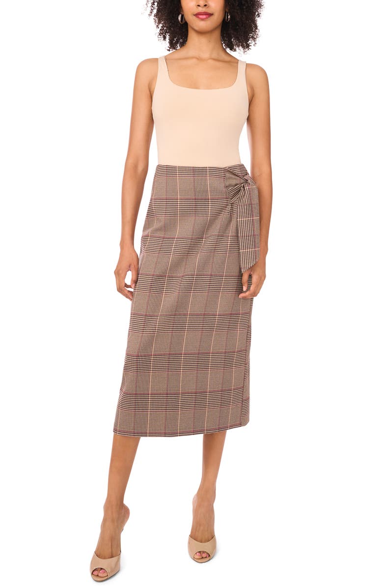 Halogen<sup>®</sup> Tie Faux Wrap Midi Skirt, Alternate, color, Almond Latte