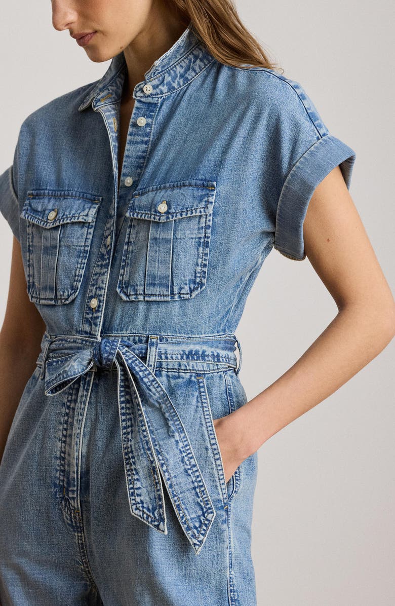 Lauren Ralph Lauren Wide Leg Denim Jumpsuit, Alternate, color, Alicia Wash