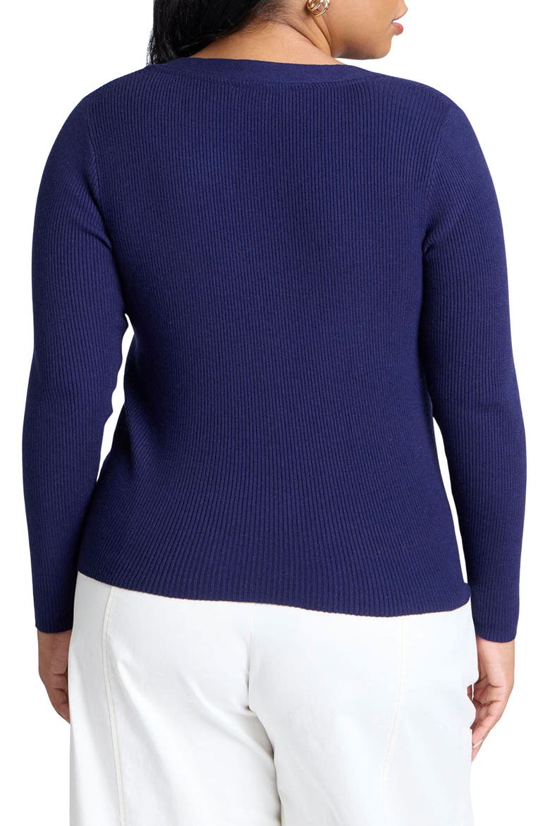 Fitted V-Neck Rib Cardigan, Alternate, color, SEABORNE