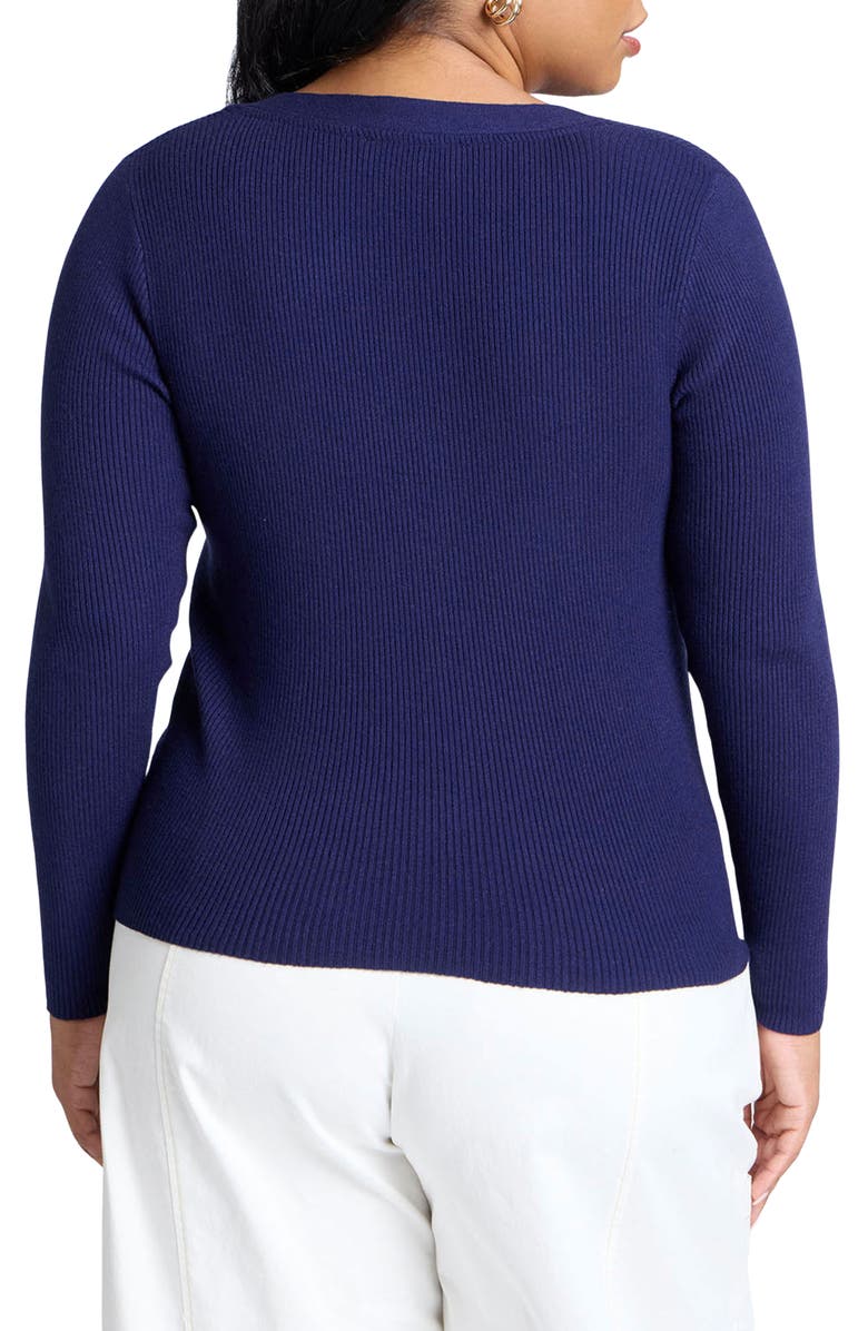 ELOQUII Fitted V-Neck Rib Cardigan, Alternate, color, 