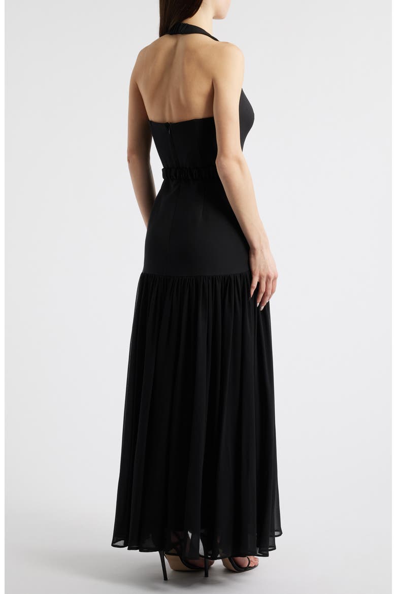 Aza A-Line Halter Dress, Alternate, color, BLACK
