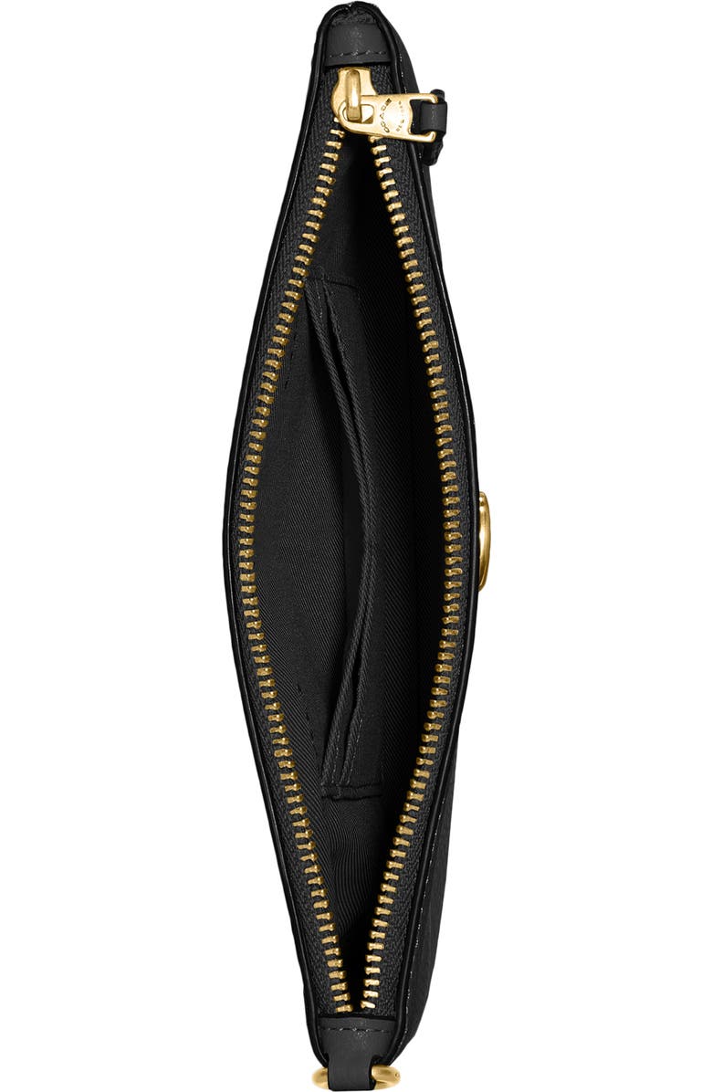 COACH Small Polished Pebbled Leather Wristlet, Alternate, color, Black
