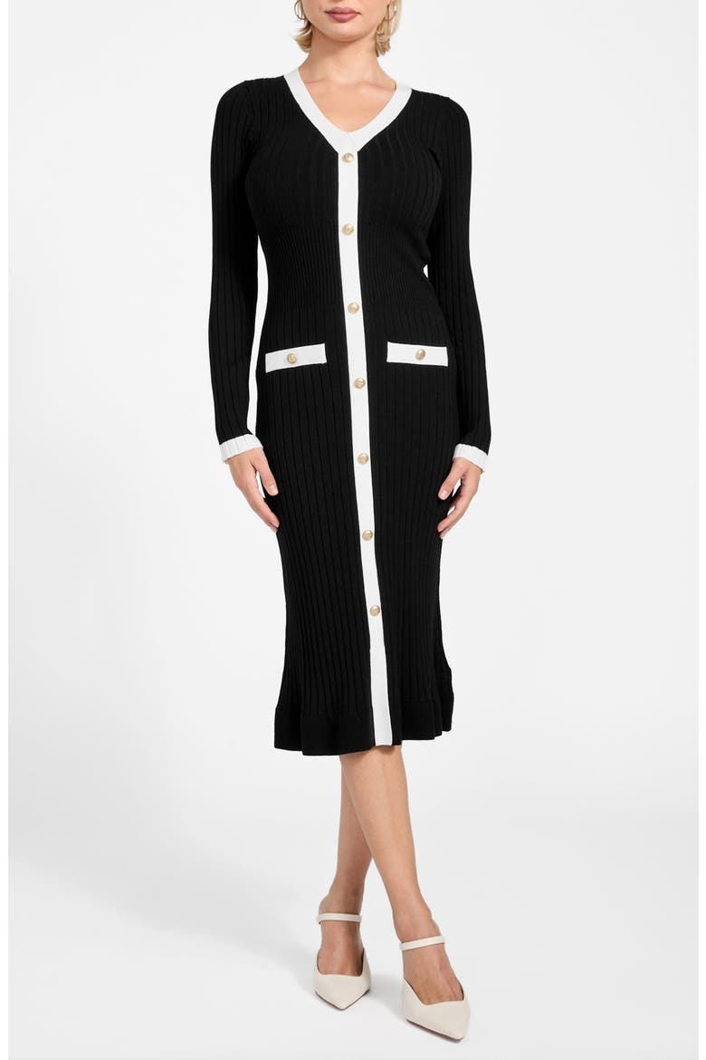 Laurel Long Sleeve Sweater Dress, Main, color, JBLACK-BLACK