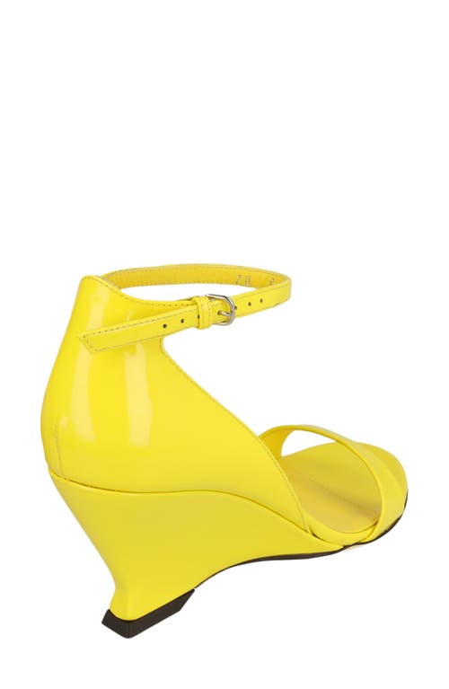 Ferragamo Vidette Patent Leather Wedge Sandals In Yellow