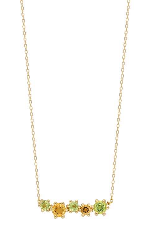 14K Gold Semiprecious Stone Pendant Necklace