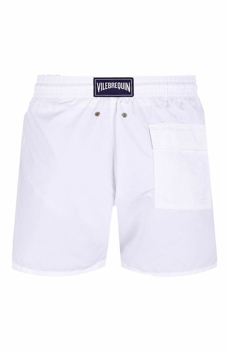 Vilebrequin Men's Solid Recycled Polyamide Swim Shorts, Alternate, color, Blanc