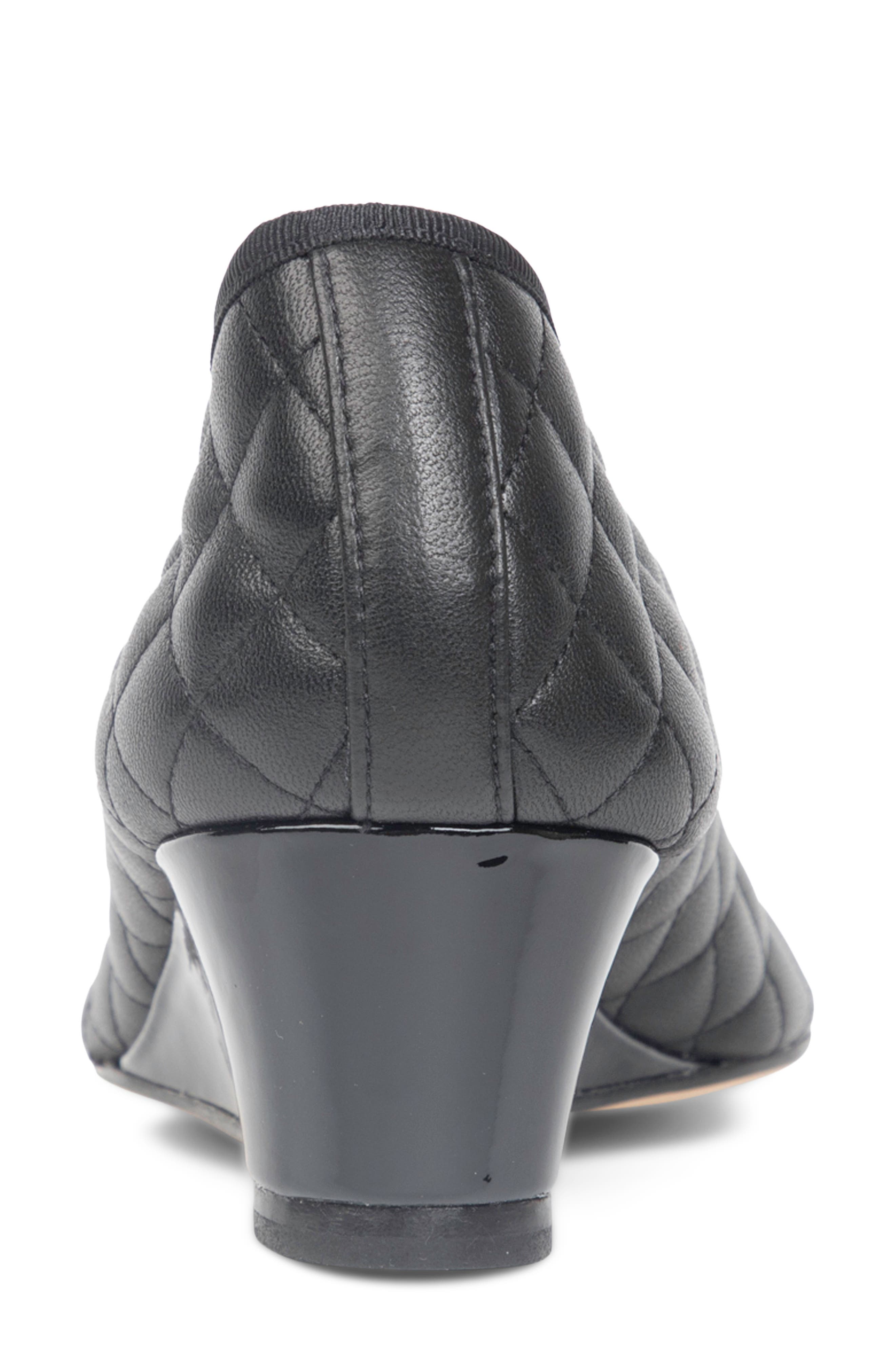 PAUL MAYER Cap Toe Quilted Wedge Pump, Alternate, color, Black/ Black Patent