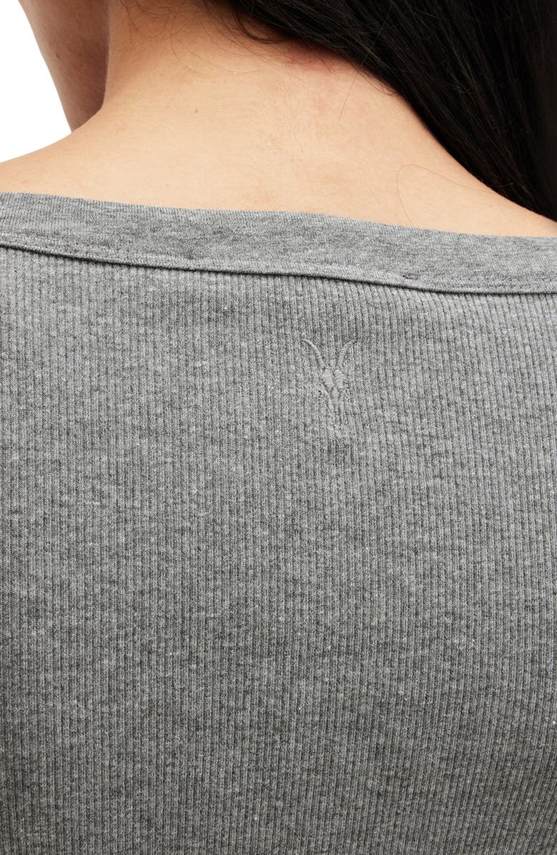 AllSaints Rina Rib Scoop Neck Top, Alternate, color, Charcoal Marl