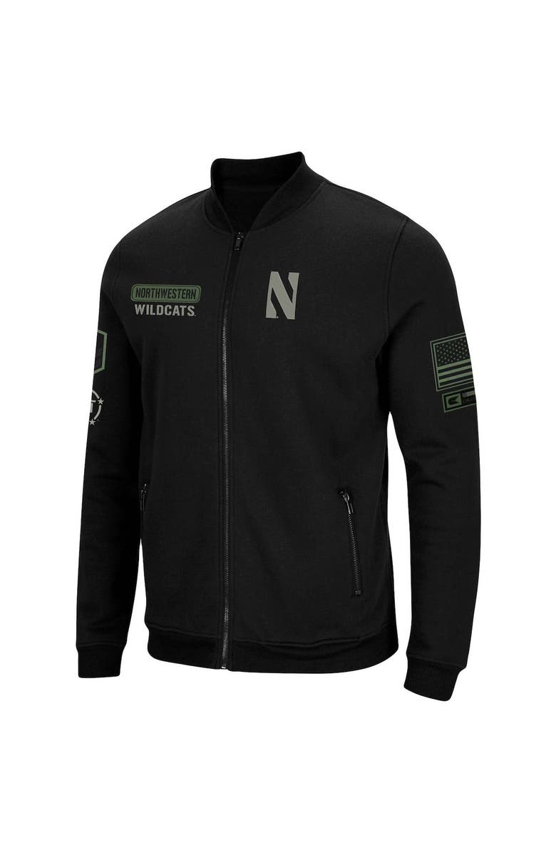 COLOSSEUM Men's Colosseum Black Northwestern Wildcats OHT Military Appreciation High-Speed Bomber Full-Zip Jacket, Alternate, color, 