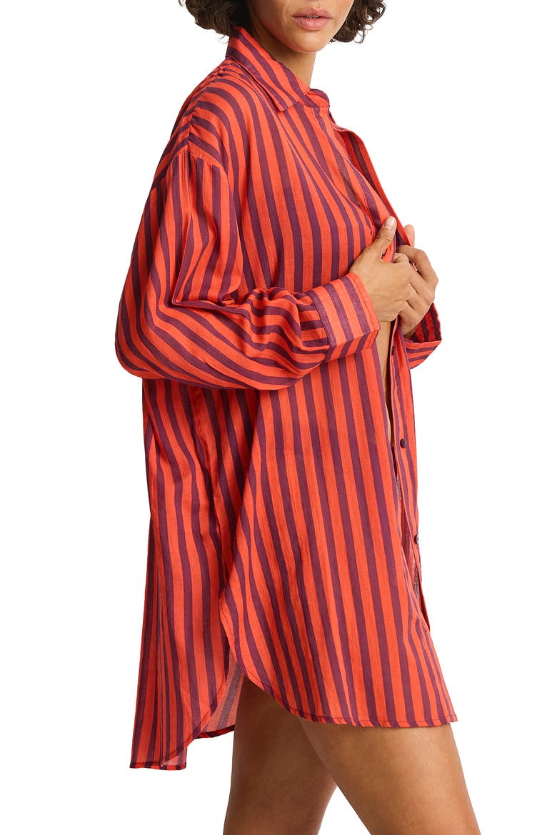 Vacay Cruise Cover-Up Shirt, Alternate, color, SPICE RED