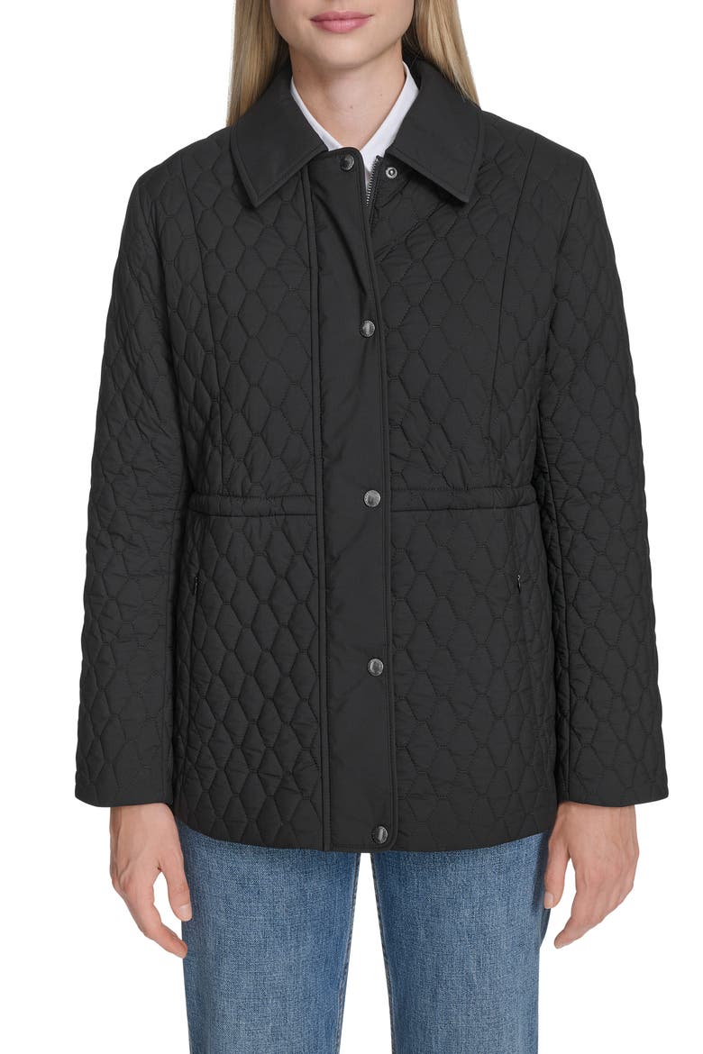 Honeycomb Quilted Jacket, Alternate, color, BLACK