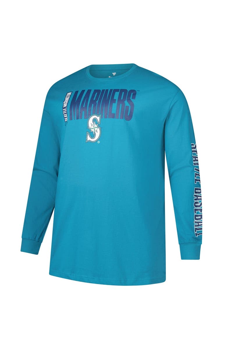 PROFILE Men's Profile Aqua Seattle Mariners Big & Tall Two-Hit Long Sleeve T-Shirt, Alternate, color,