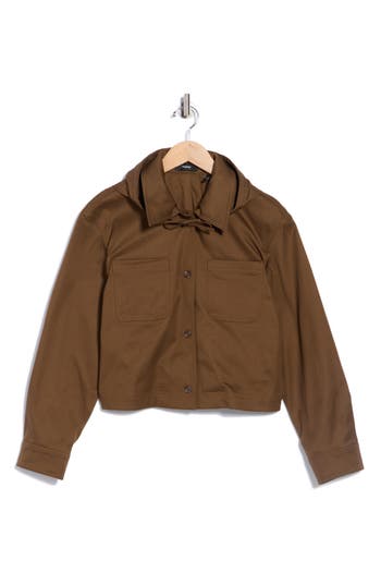 Theory Hooded Crop Jacket In Brown
