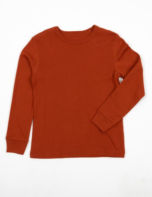 Leveret Kids Long Sleeve T-shirt, 100% Cotton, Solid Colors In Brown