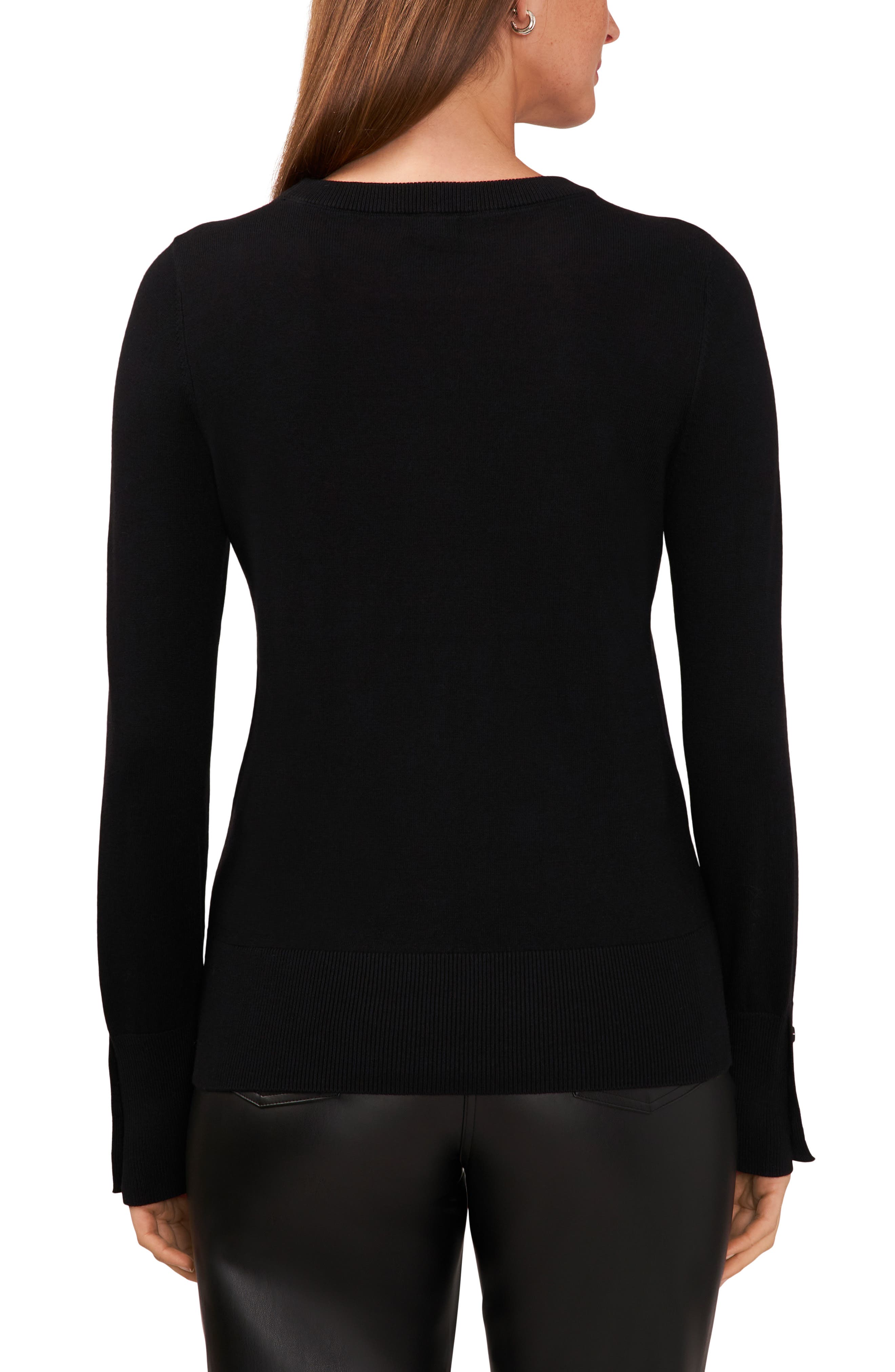 Button Cuff Crewneck Sweater - image 2