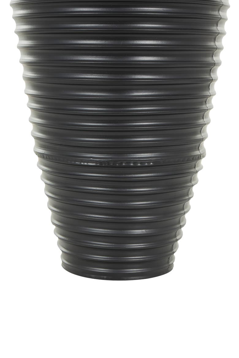 Set Of 3 Metal Vases, Alternate, color, BLACK