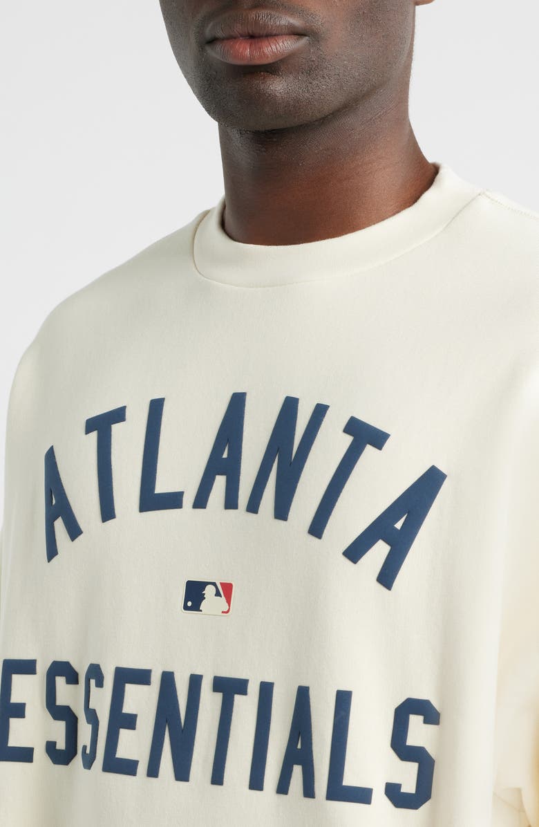 Fear of God Essentials Braves Sport Fit Crewneck Sweatshirt, Alternate, color, Cream White