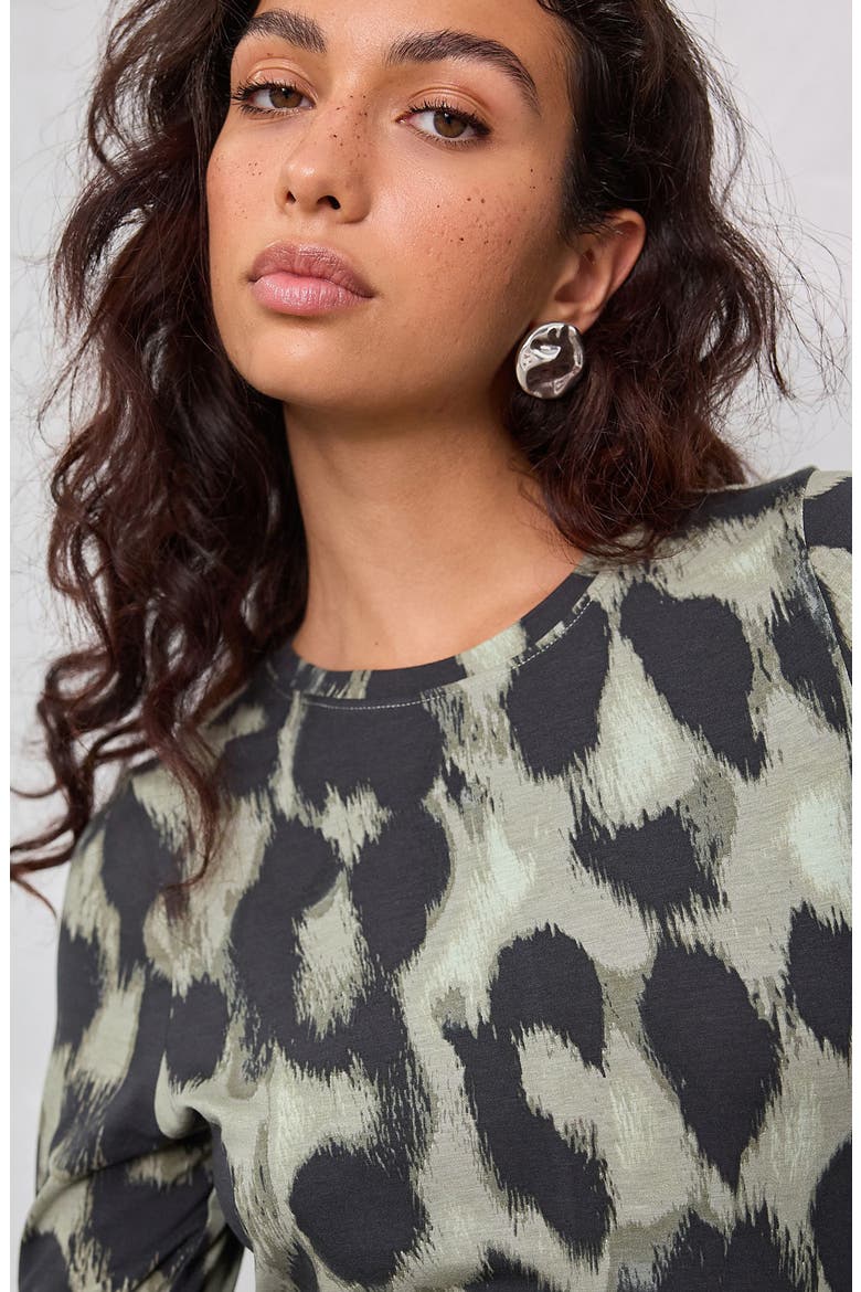 Animal Print Jersey Maxi Dress, Alternate, color, KHAKI GREEN