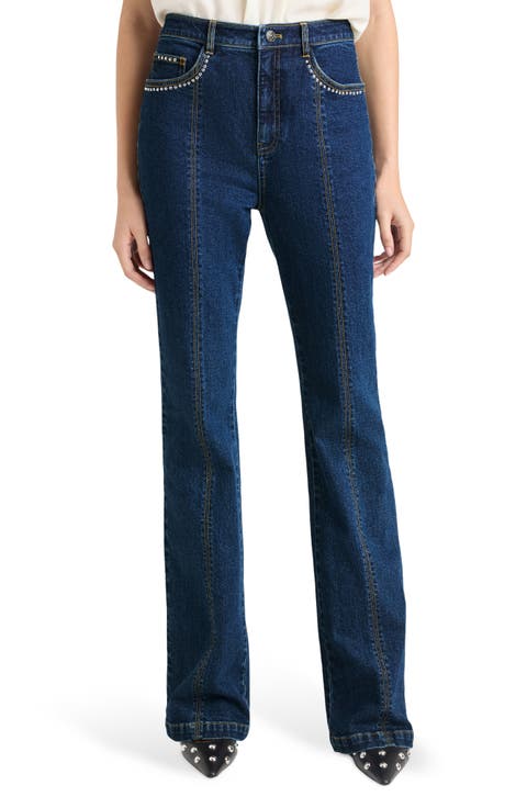 Stud Detail Flare Leg Jeans
