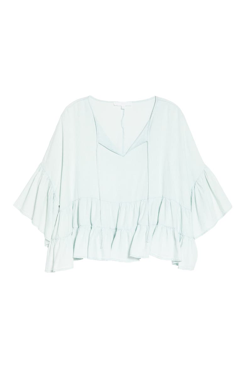 Ruffle Tier Top, Alternate, color, PALE CHAMBRAY