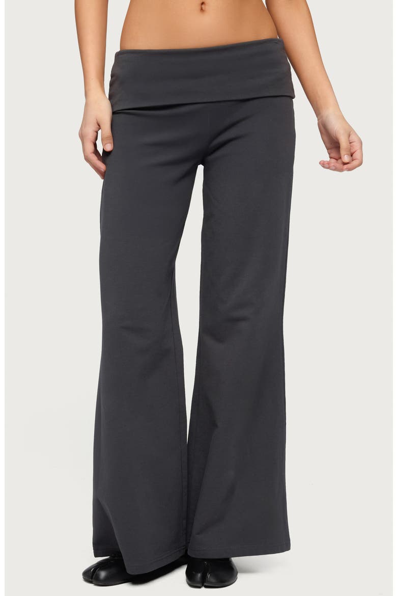 Wide Leg Foldover Pants, Main, color, DARK-GRAY