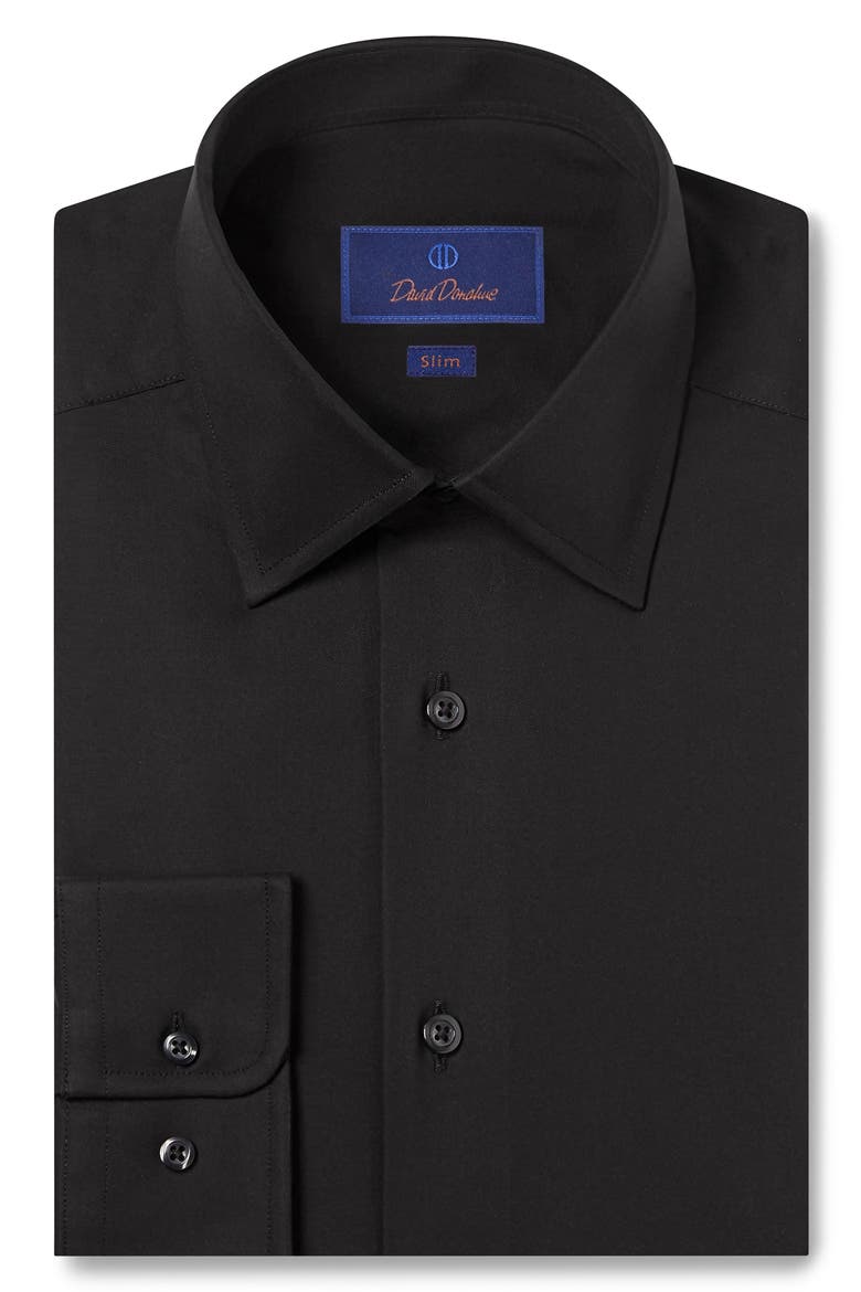 Slim Fit Cotton Twill Dress Shirt, Main, color, BLACK