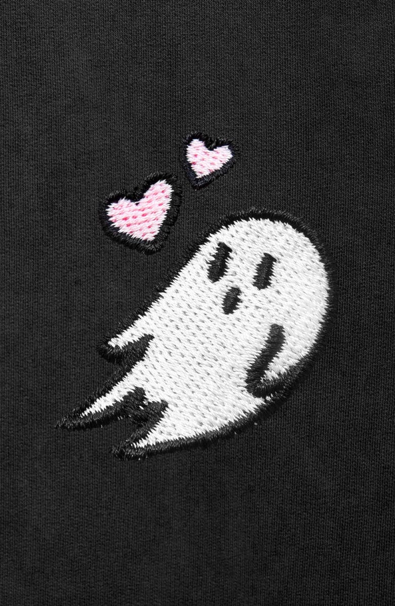 Dalix Womens Heartly Ghost Mineral Washed Hoodie, Alternate, color, Black