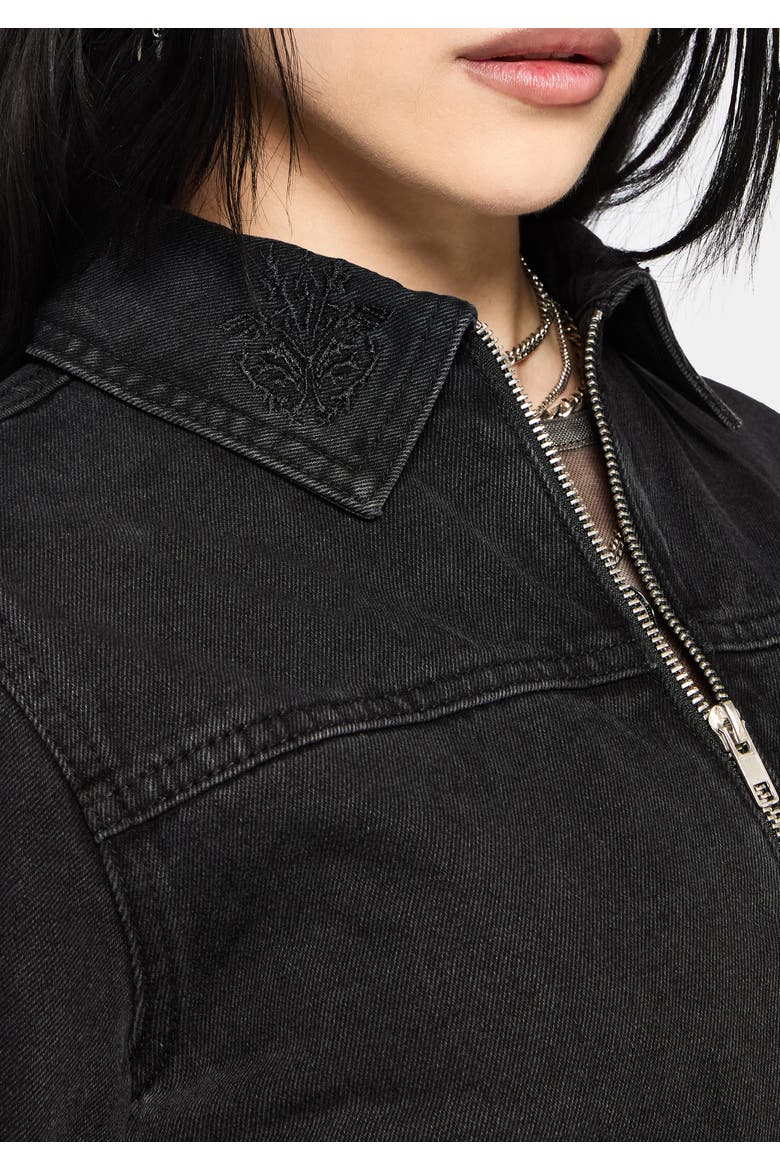 Selin Boxy Denim Jacket, Alternate, color, Black