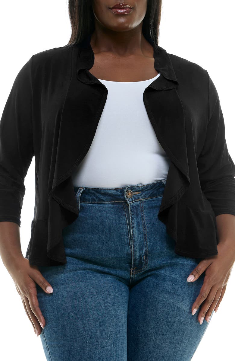 Nina Leonard Ruffle Bolero, Main, color, Black