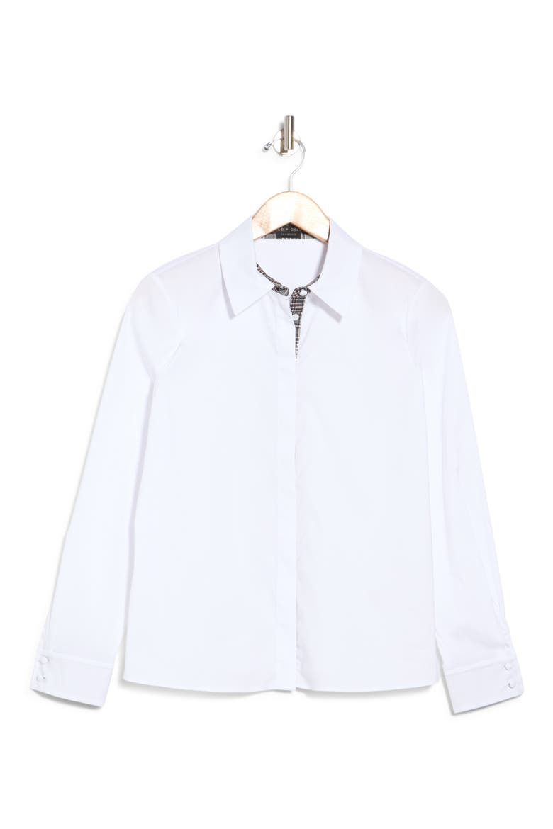 Willa Contrast Placket Button-Up Shirt, Main, color, OFF WHITE/ MULTI