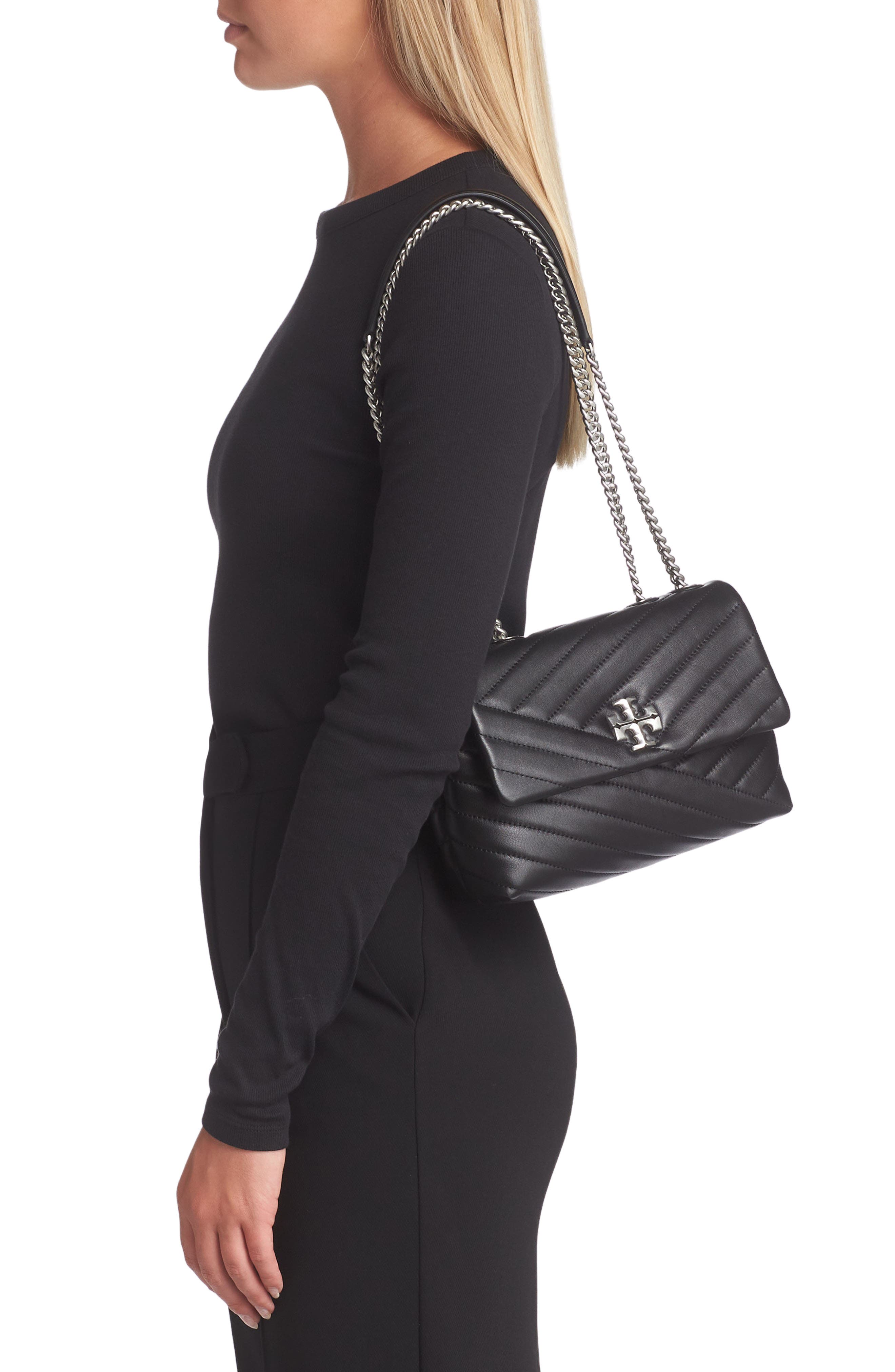 Tory Burch Small Kira Chevron Leather Shoulder Bag, Alternate, color, 