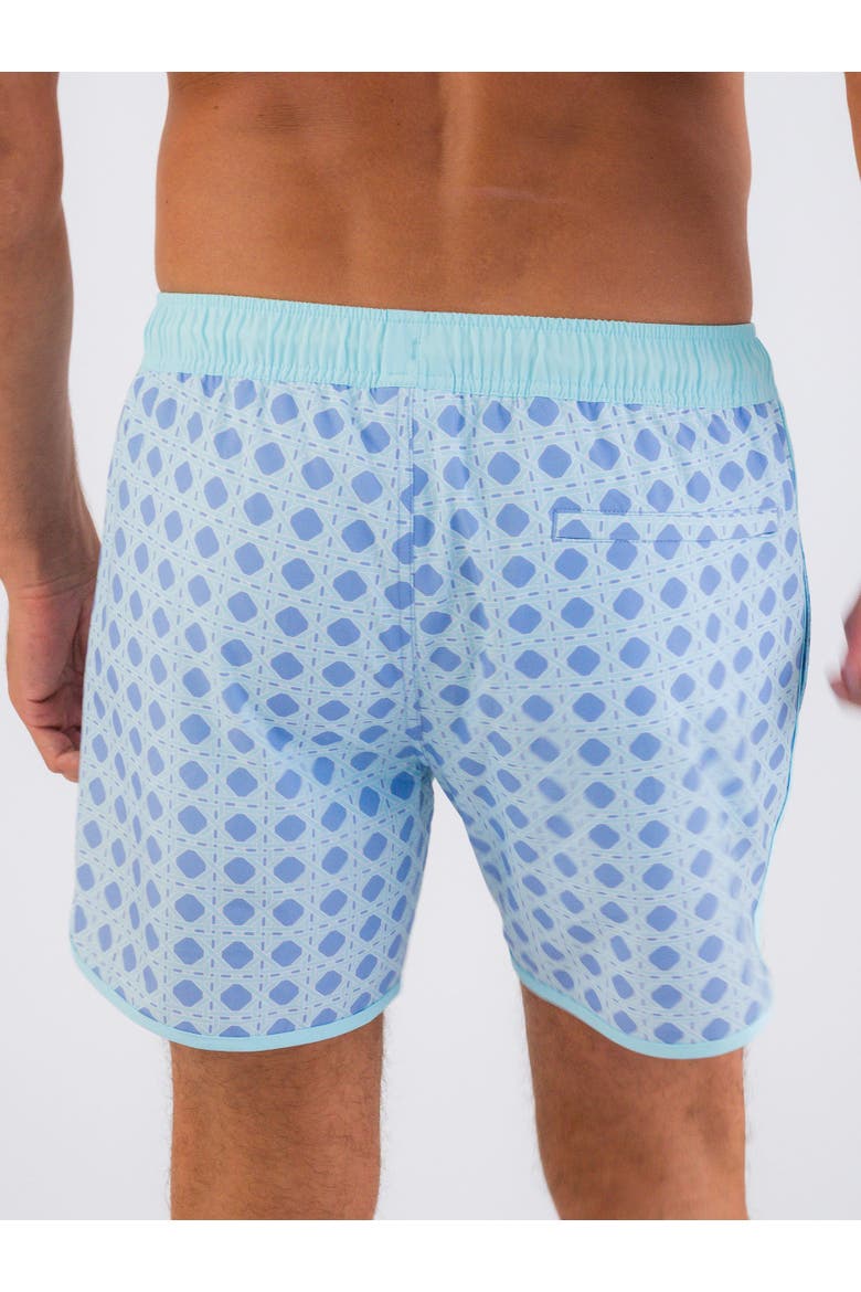 UPF50+ Sun Protected Men's Stretch Dolphin Hem Swim Trunks, Alternate, color, Periwinkle Blue Coastal Cane