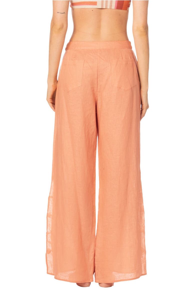 Sunset Bazaar Zenda Linen Pant With Gems, Alternate, color, Pastel Orange Tangerine