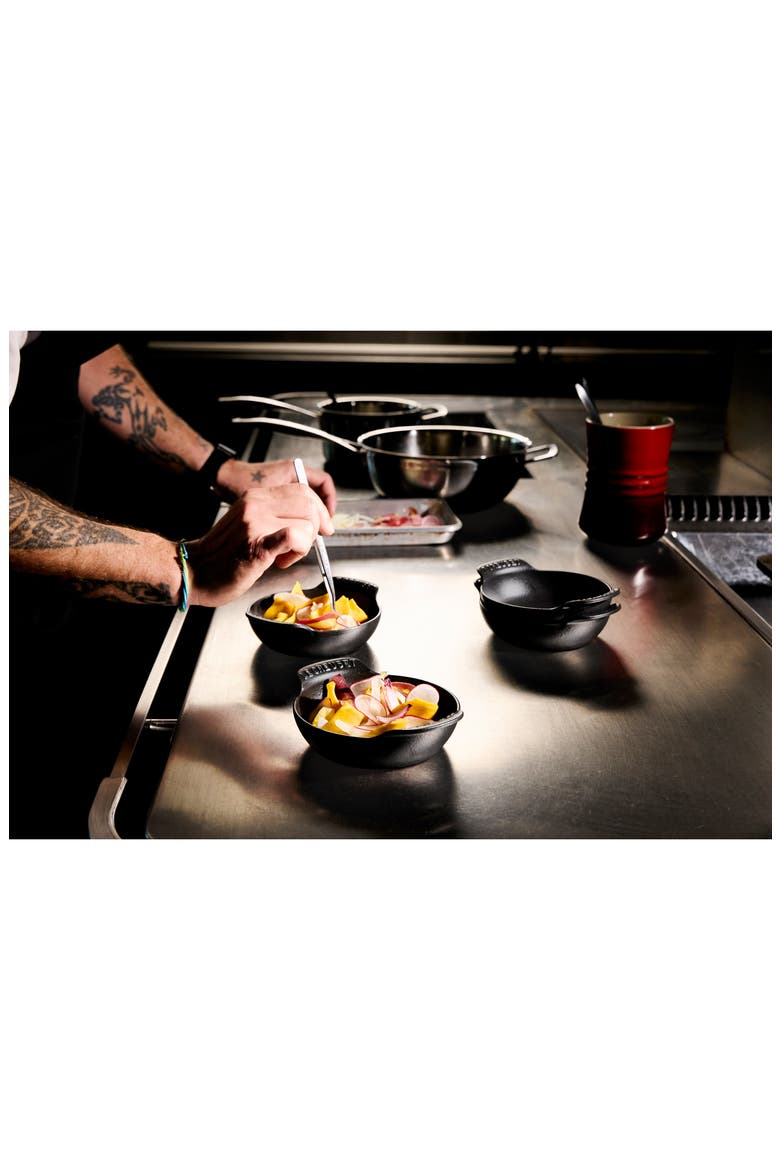 Gourmand Set of 4 1/3-Quart Enamel Cast Iron Braiser, Alternate, color, MATTE BLACK