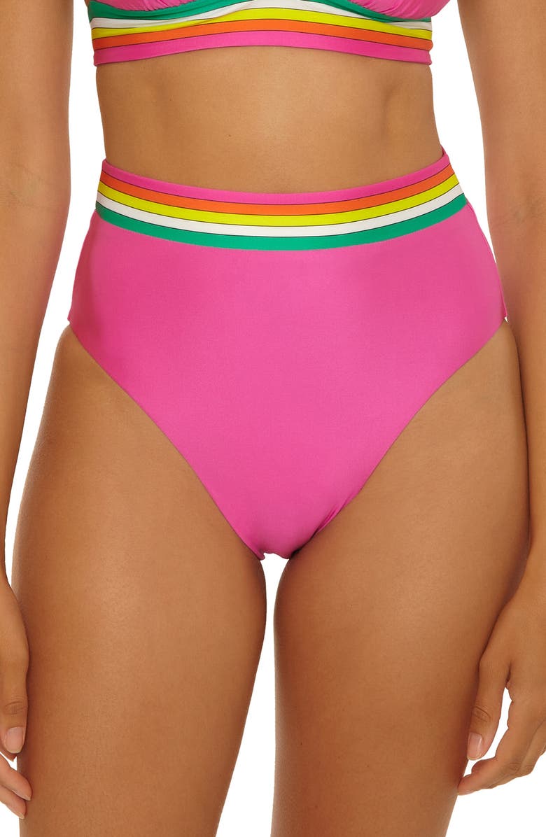 Trina Turk Elara Reversible High Waist Bikini Bottoms, Alternate, color, 