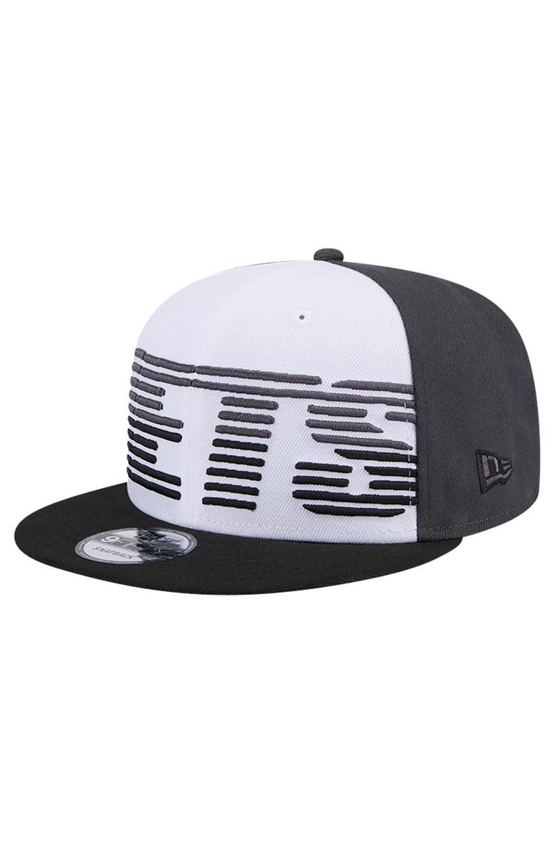 New Era Men's New Era White/Black Brooklyn Nets Throwback Gradient Tech Font 9FIFTY Snapback Hat, Alternate, color, White