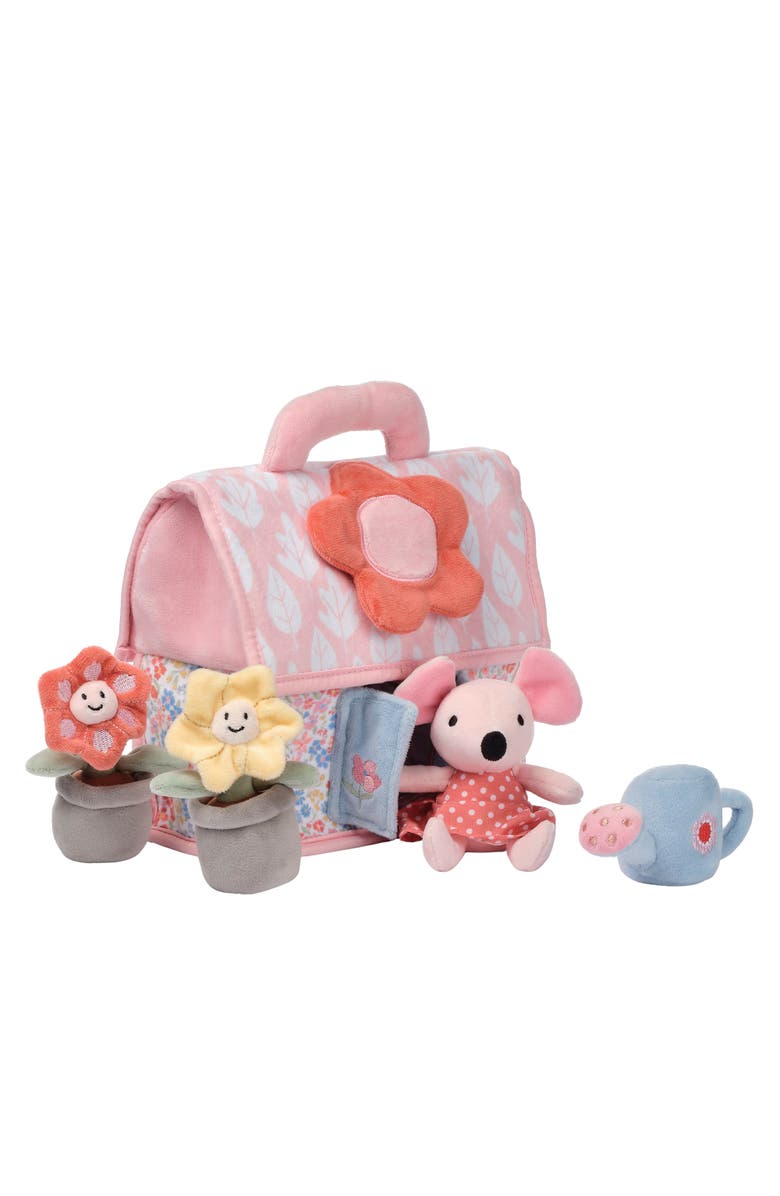 Lambs & Ivy Floral Cottage 5pc Interactive Flowers & Mouse Plush Play Set Toy, Alternate, color, Pink Multi