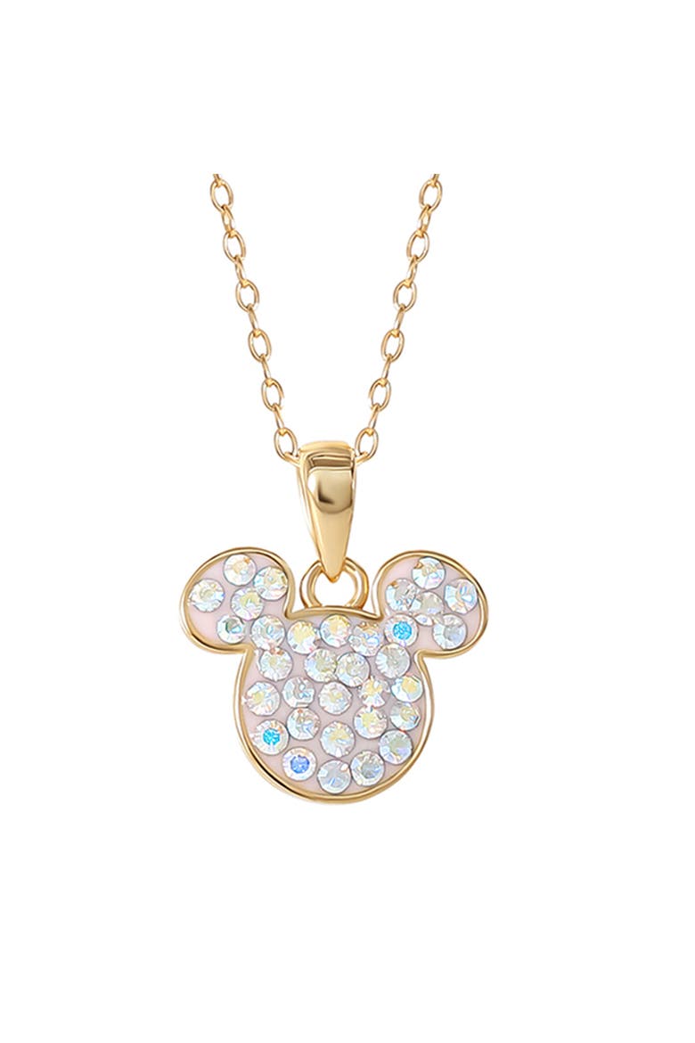Mickey Mouse Necklace for Women, Aurora Boreal Crystal Mickey Pendant, Main, color, Gold