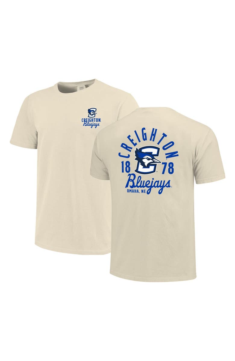 IMAGE ONE Men's Cream Creighton Bluejays Comfort Colors Mascot Overlay T-Shirt, Alternate, color, Cream
