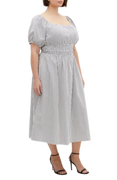 City Chic Adelynn Stripe Midi Dress In Grey Stripe