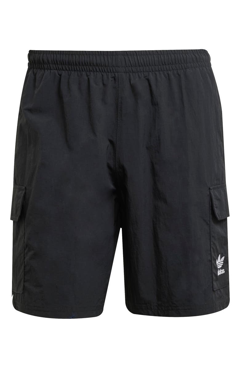 adidas Originals Trefoil Woven Nylon Cargo Shorts, Alternate, color, Black