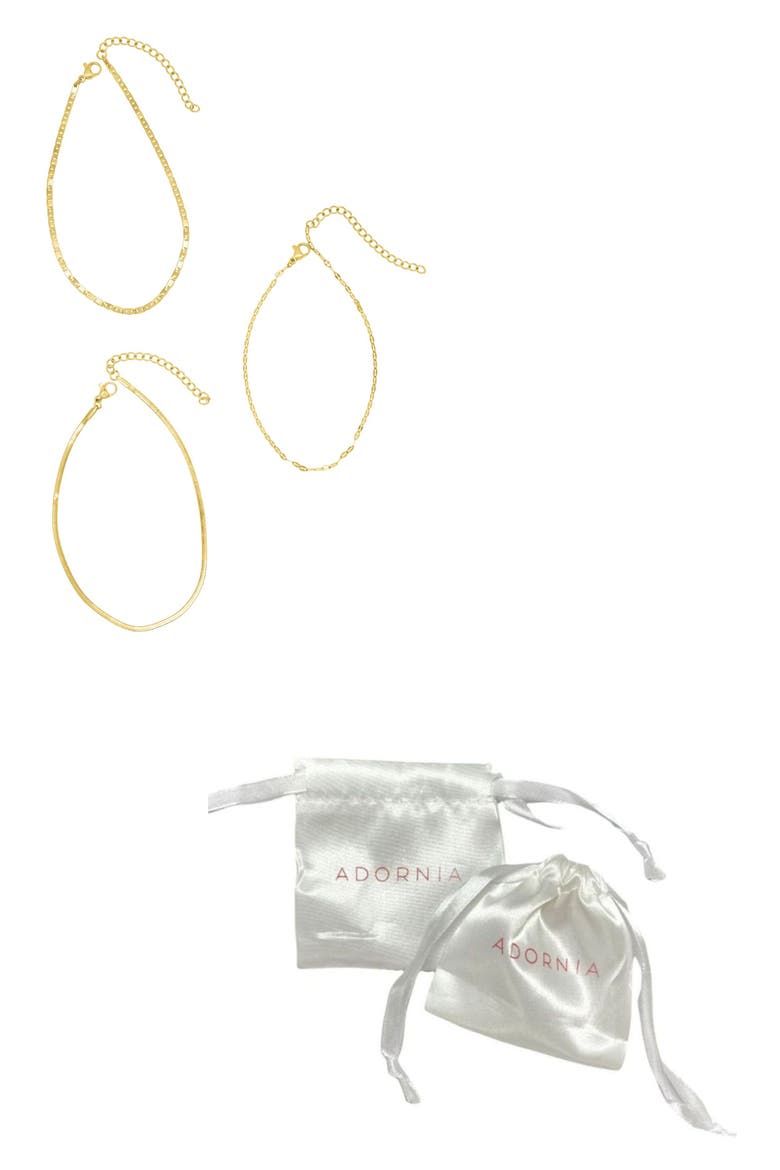 Three-Piece Chain Anklet Set, Alternate, color, GOLD