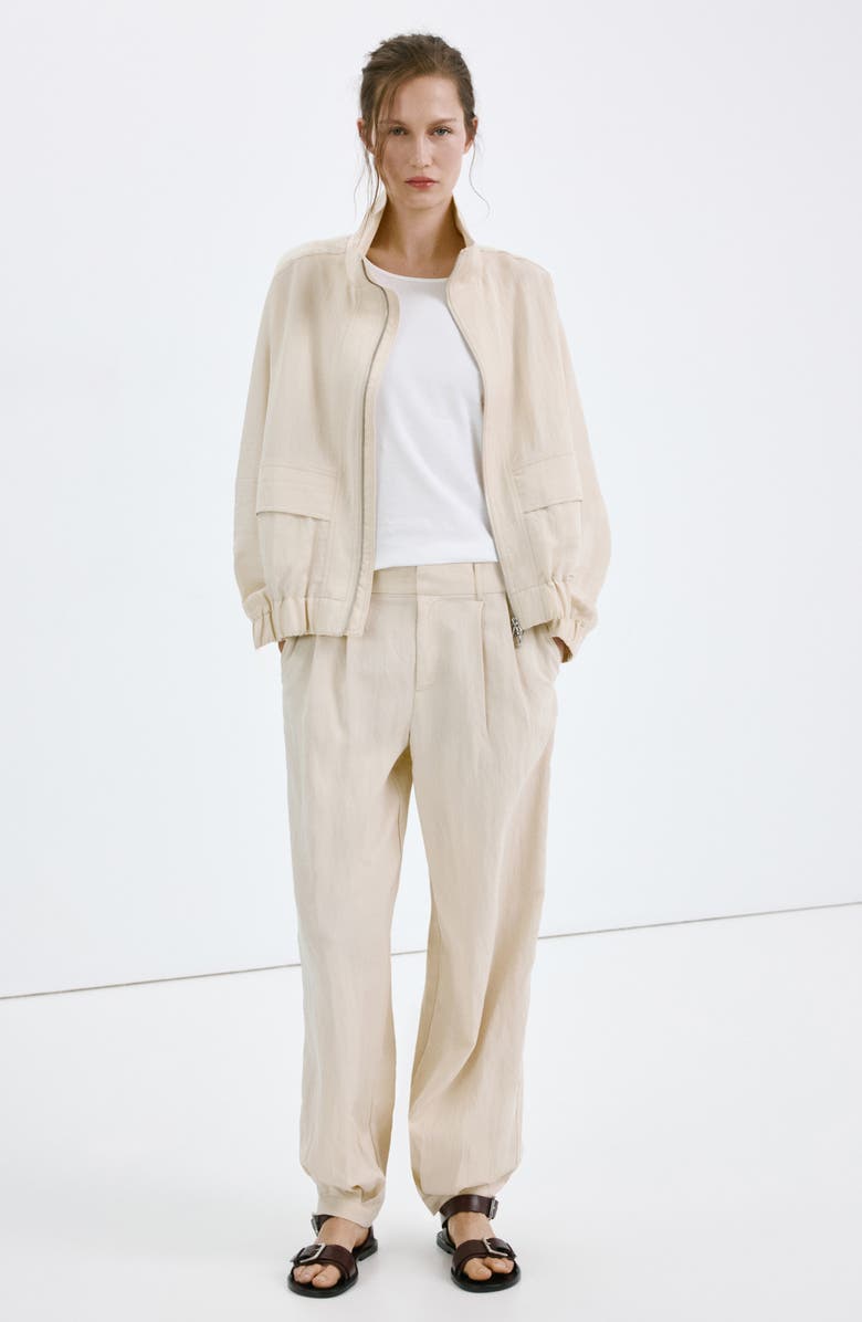 MANGO Featuring Hailey Bieber Pleated Balloon Pants, Alternate, color,
