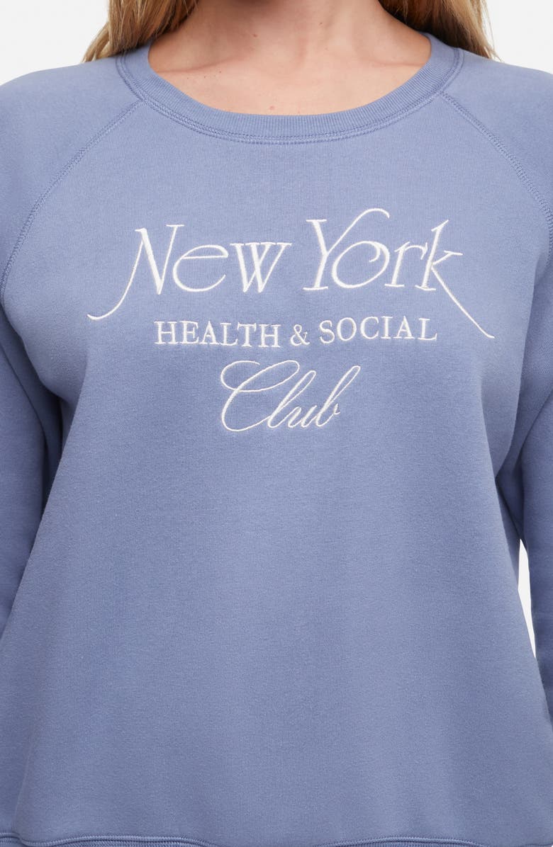Wildfox Keely NYC Health Embroidered Graphic Sweatshirt, Alternate, color, Blue