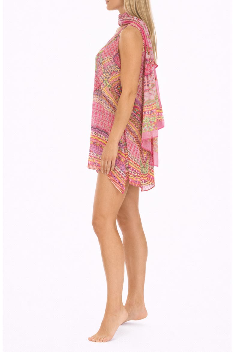 Print Poncho, Alternate, color, PINK