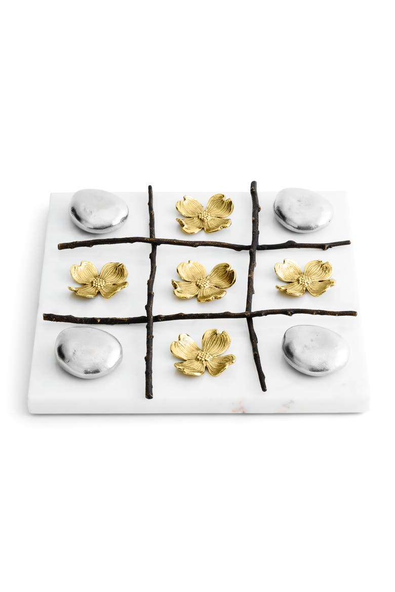 Dogwood Tic-Tac-Toe Set, Main, color, WHITE/ GOLD/ SILVER