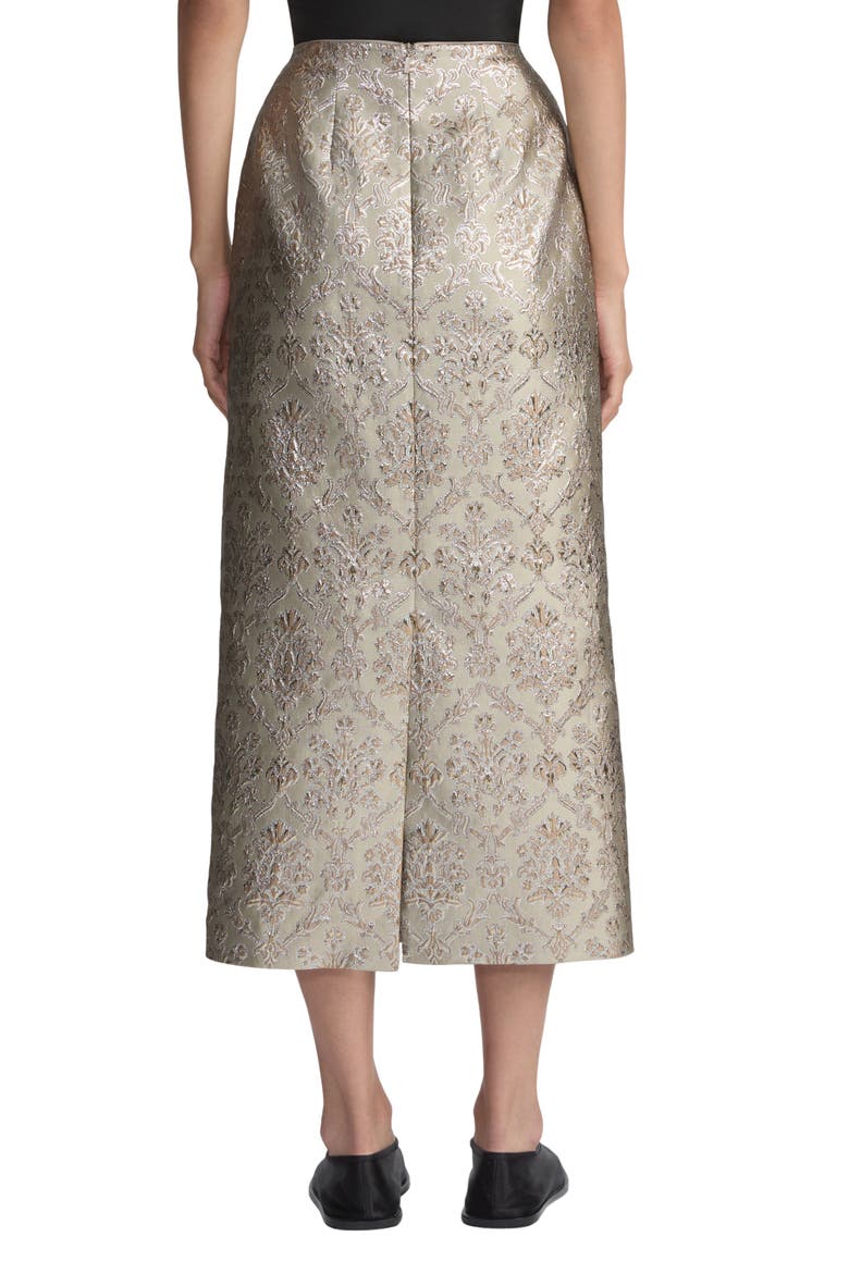 Metallic Baroque Botanical Brocade Midi Pencil Skirt, Alternate, color, NATURAL MULTI
