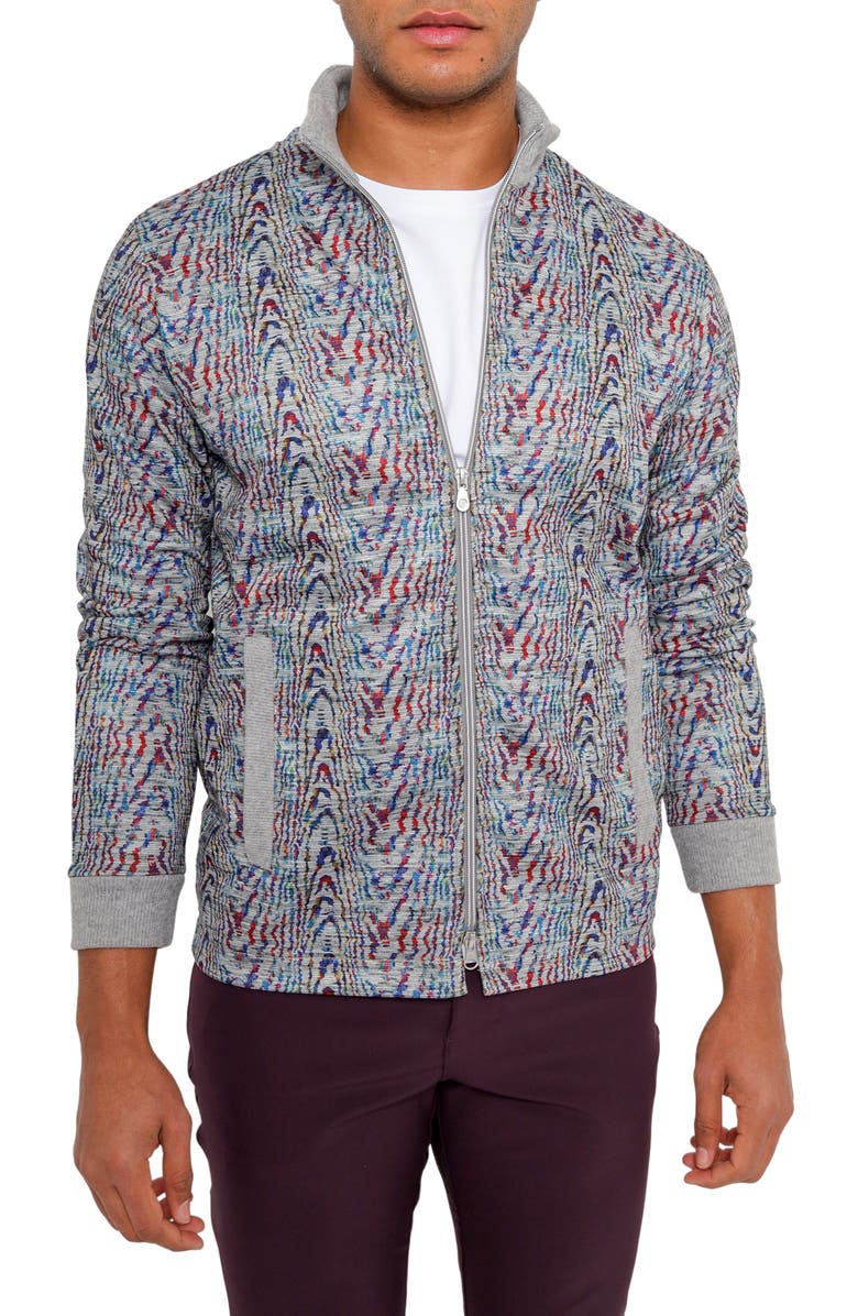 PINO BY PINOPORTE Handfill Bomber Jacket, Main, color, Grey Multi